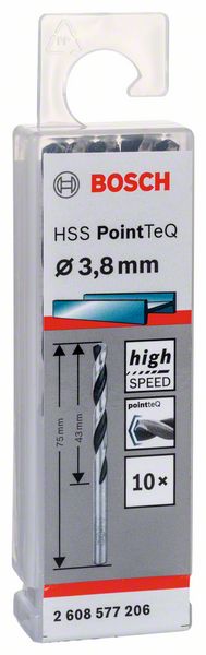 Skrutkovitý vrták HSS PointTeQ 3,8 mm